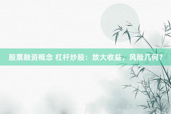 股票融资概念 杠杆炒股：放大收益，风险几何？