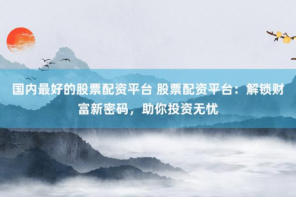国内最好的股票配资平台 股票配资平台：解锁财富新密码，助你投资无忧